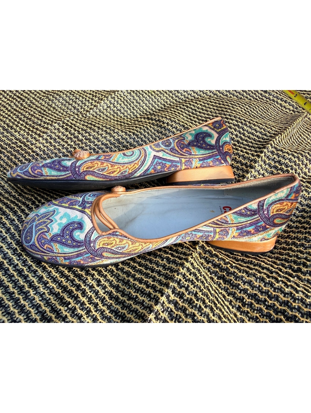 Charles Jourdan paisley flats size 7